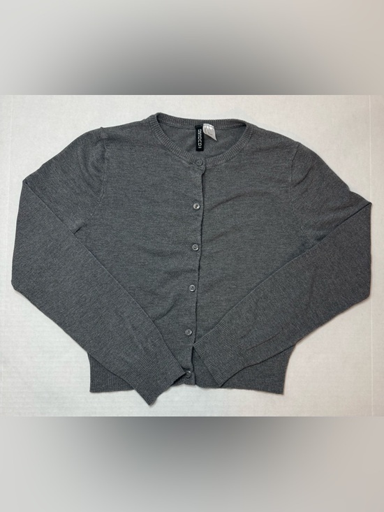 H&M Sweaters - H&M Fitted Cardigan Dark Gray Melange Basic Size S